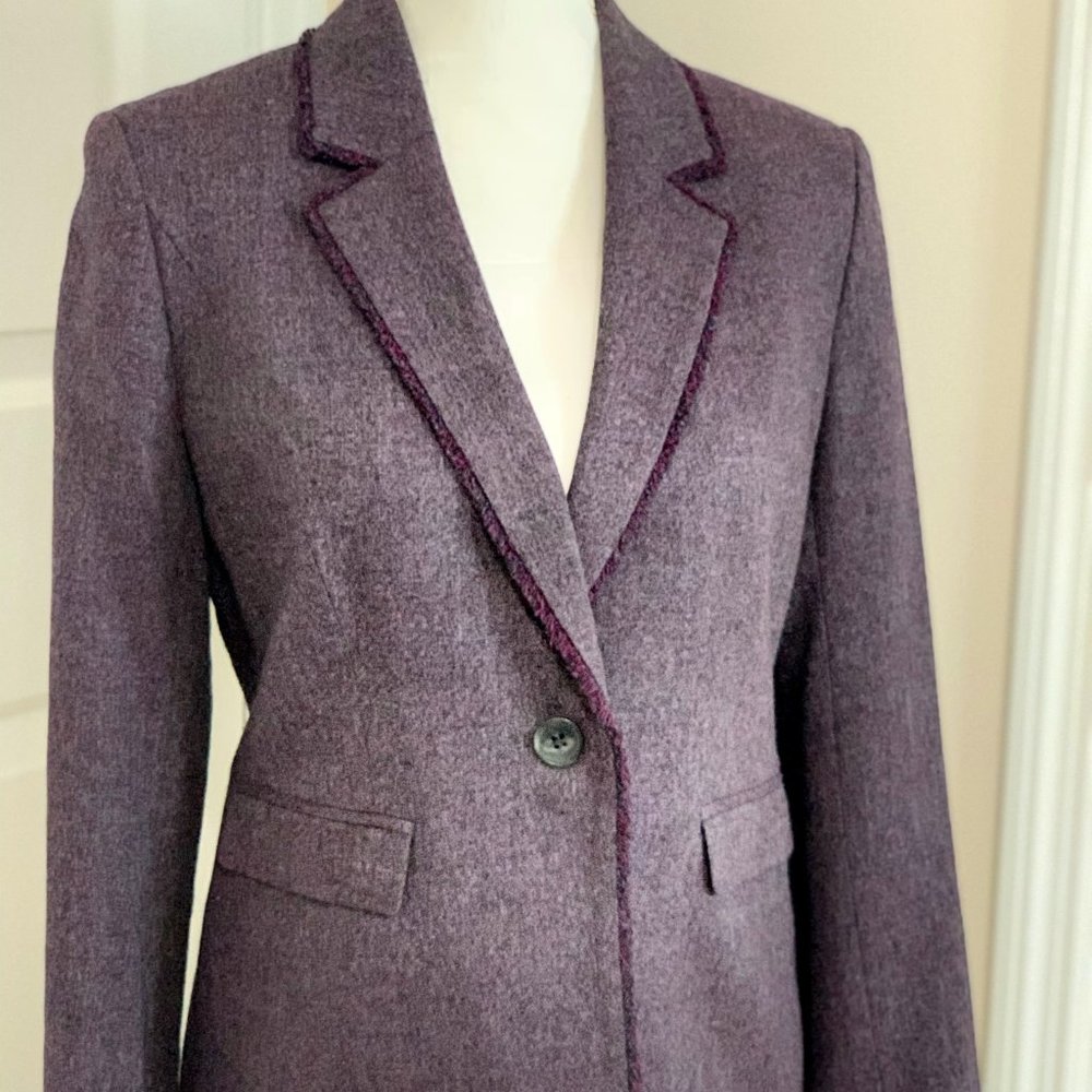 Classique Entier Fitted Purple Blazer with Fringed Collar Size 10P